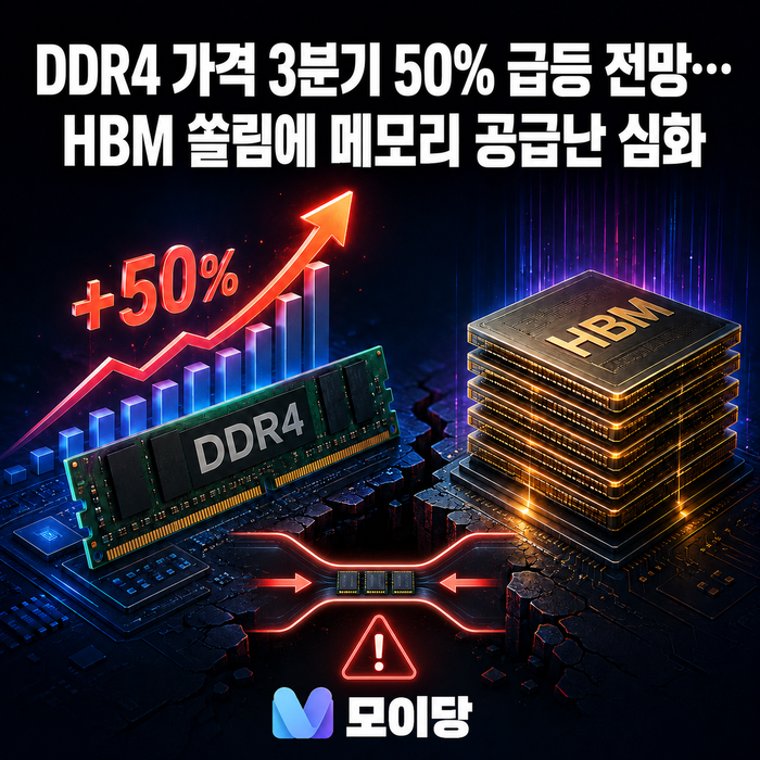 DDR4 가격 3분기 50% 급등 전망…HBM 쏠림에 메모리 공급난 심화