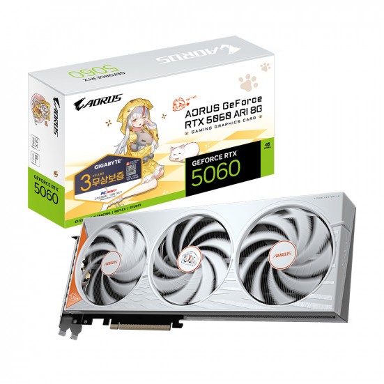 GIGABYTE AORUS 지포스 RTX 5060 ARI D7 8GB 피씨디렉트 스펙 분석｜GDDR7·DLSS 4.5·3팬 그래픽카드